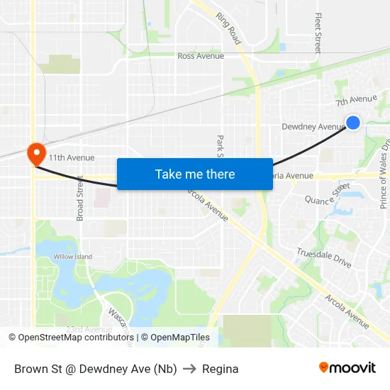 Brown St @ Dewdney Ave (Nb) to Regina map