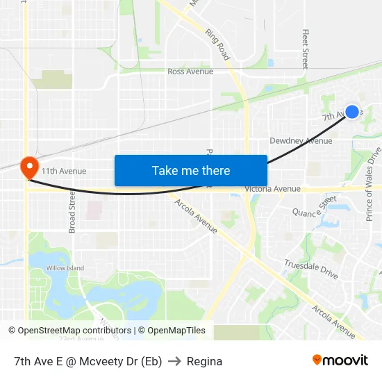 7th Ave E @ Mcveety Dr (Eb) to Regina map