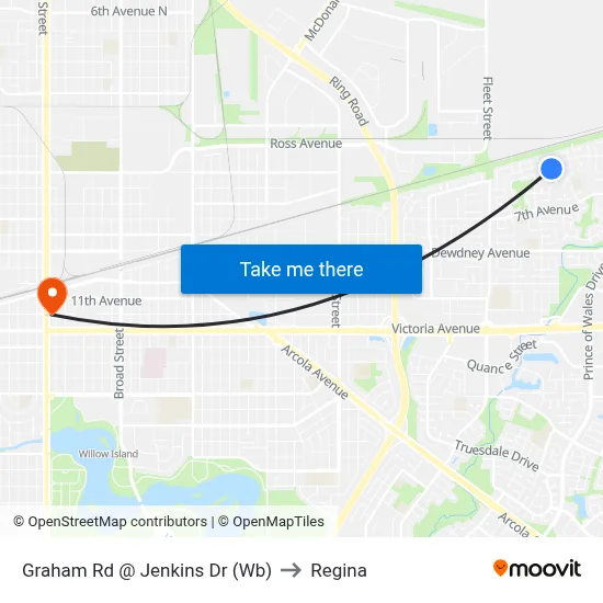 Graham Rd @ Jenkins Dr (Wb) to Regina map