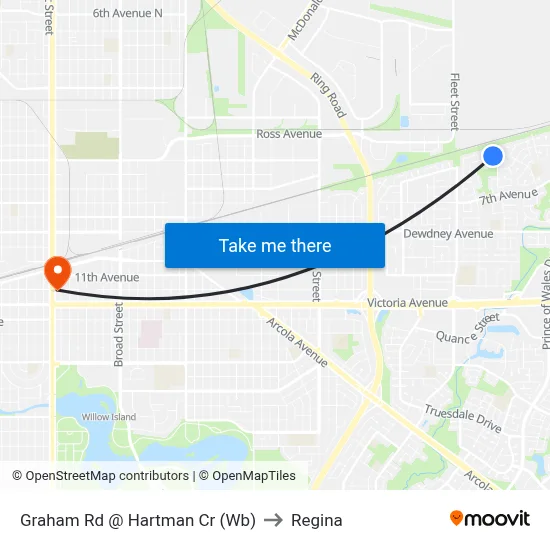 Graham Rd @ Hartman Cr (Wb) to Regina map