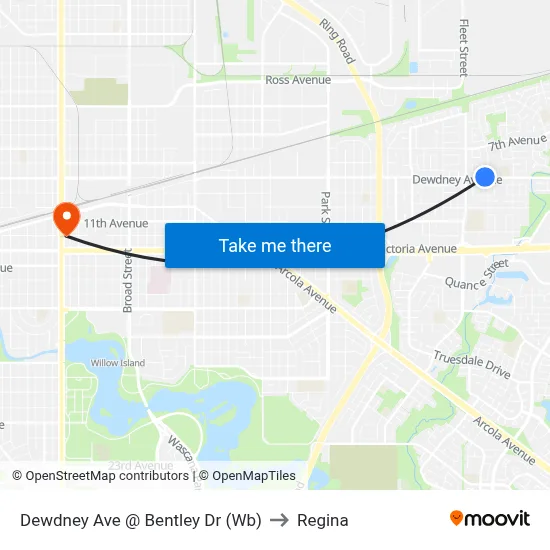 Dewdney Ave @ Bentley Dr (Wb) to Regina map