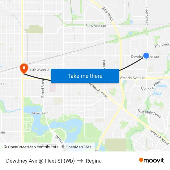 Dewdney Ave @ Fleet St (Wb) to Regina map