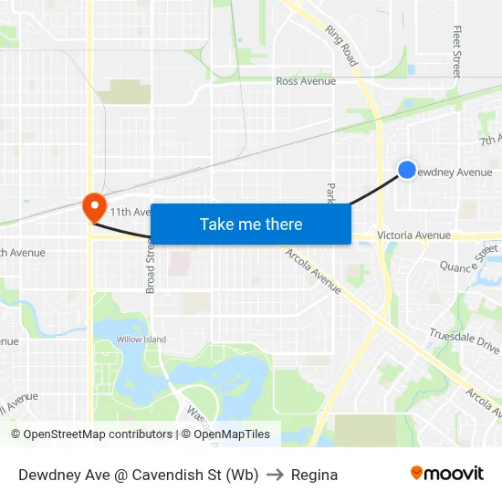 Dewdney Ave @ Cavendish St (Wb) to Regina map
