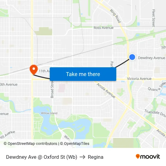 Dewdney Ave @ Oxford St (Wb) to Regina map