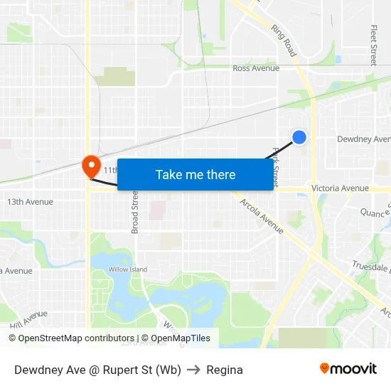 Dewdney Ave @ Rupert St (Wb) to Regina map
