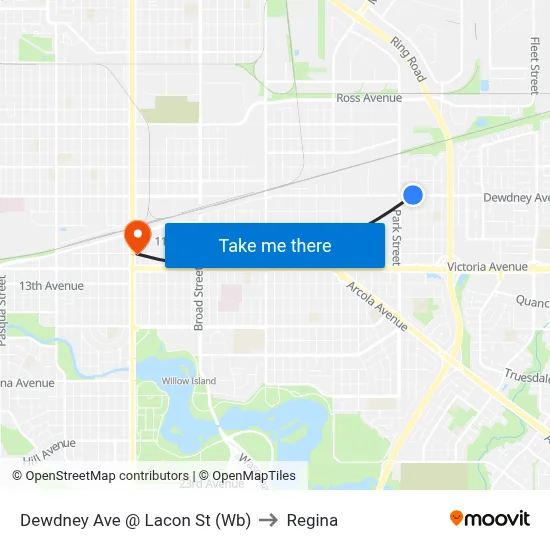 Dewdney Ave @ Lacon St (Wb) to Regina map