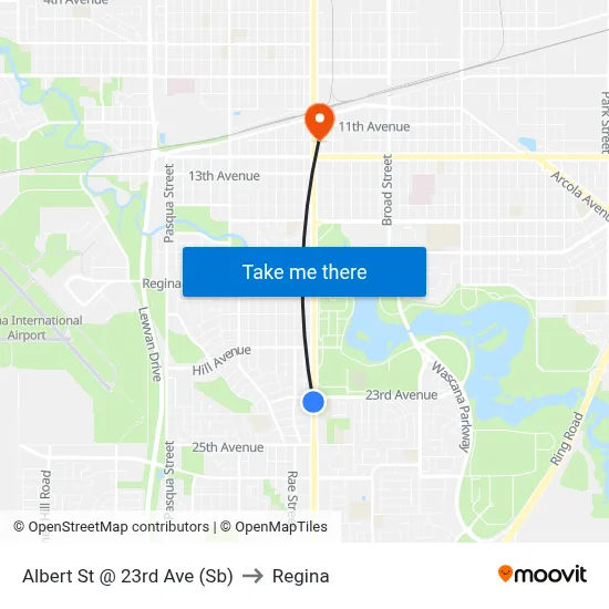 Albert St @ 23rd Ave (Sb) to Regina map