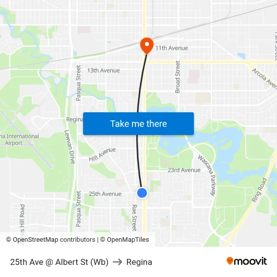 25th Ave @ Albert St (Wb) to Regina map