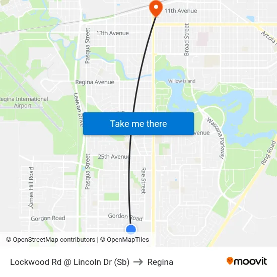 Lockwood Rd @ Lincoln Dr (Sb) to Regina map