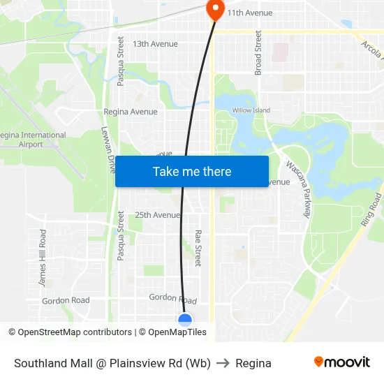 Southland Mall @ Plainsview Rd (Wb) to Regina map