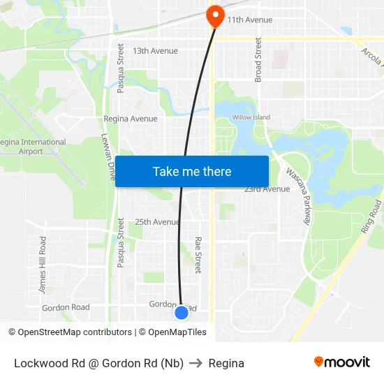 Lockwood Rd @ Gordon Rd (Nb) to Regina map