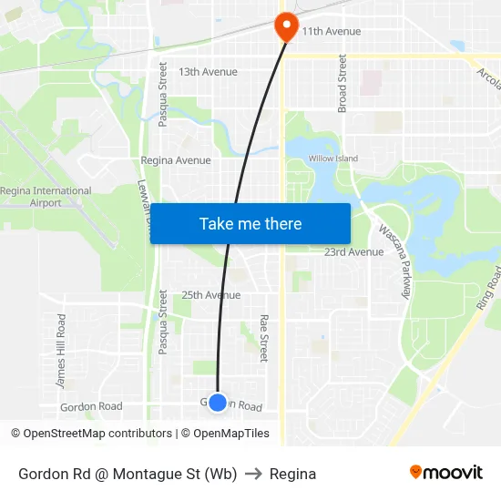 Gordon Rd @ Montague St (Wb) to Regina map