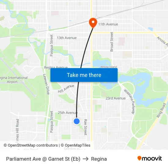 Parliament Ave @ Garnet St (Eb) to Regina map