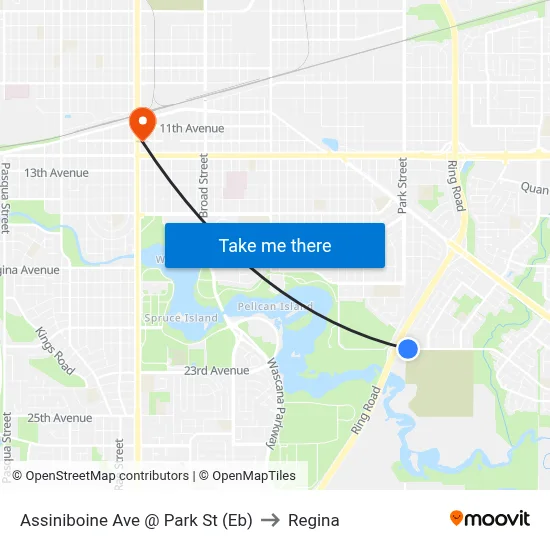 Assiniboine Ave @ Park St (Eb) to Regina map