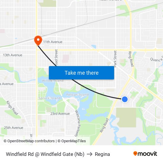 Windfield Rd @ Windfield Gate (Nb) to Regina map