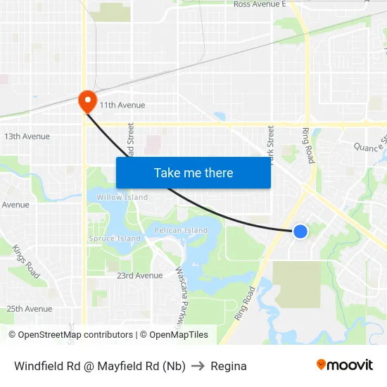 Windfield Rd @ Mayfield Rd (Nb) to Regina map