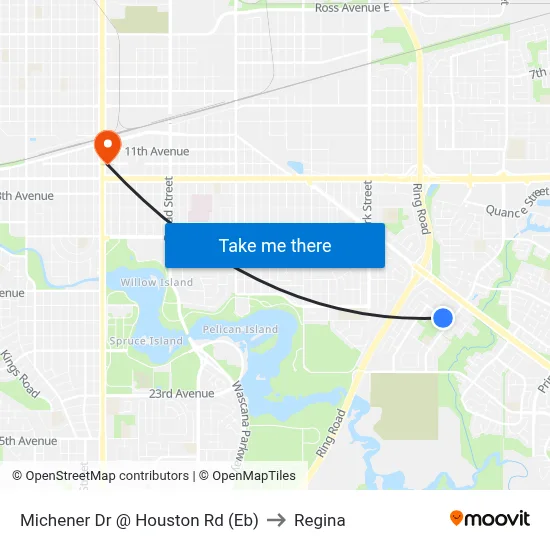 Michener Dr @ Houston Rd (Eb) to Regina map