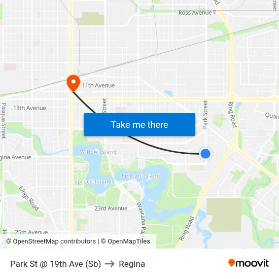 Park St @ 19th Ave (Sb) to Regina map