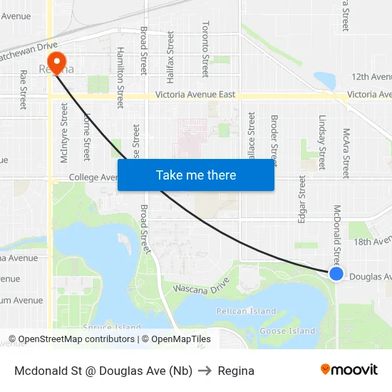 Mcdonald St @ Douglas Ave (Nb) to Regina map