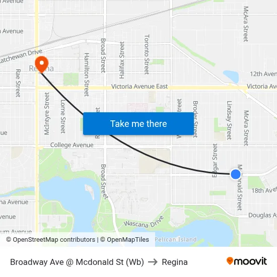 Broadway Ave @ Mcdonald St (Wb) to Regina map