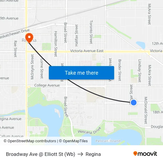 Broadway Ave @ Elliott St (Wb) to Regina map