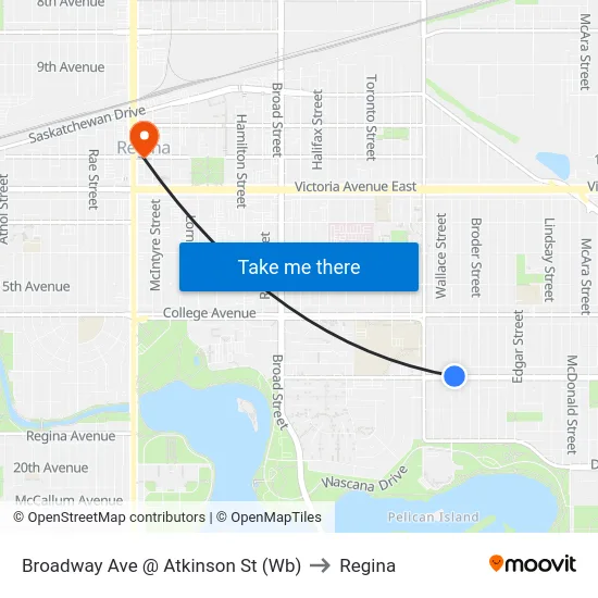Broadway Ave @ Atkinson St (Wb) to Regina map