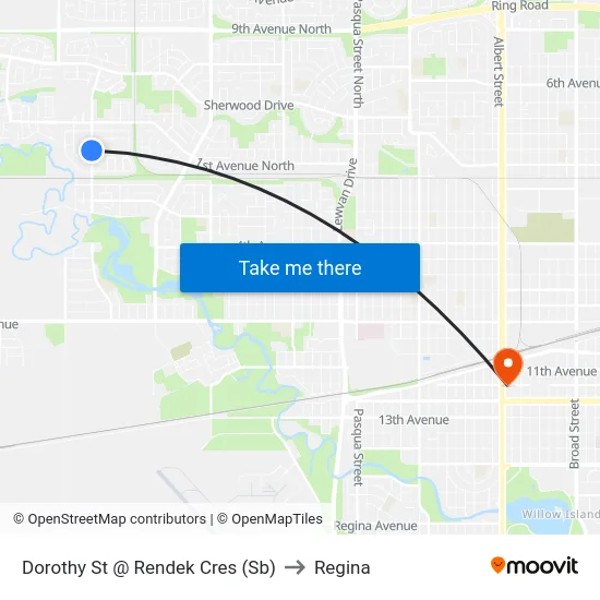 Dorothy St @ Rendek Cres (Sb) to Regina map