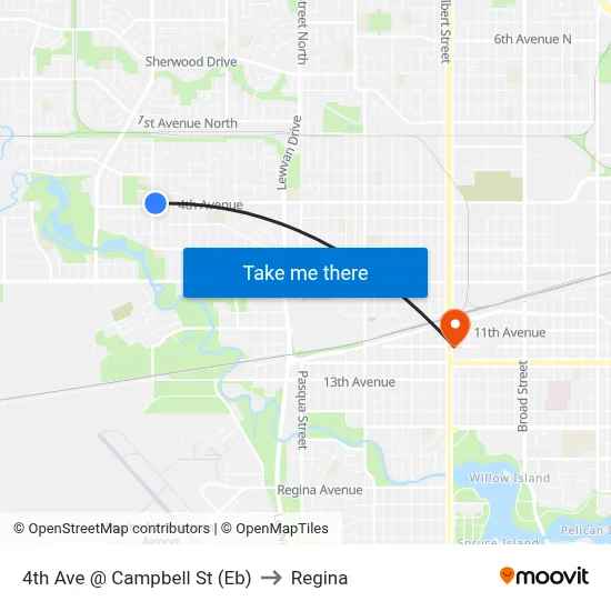4th Ave @ Campbell St (Eb) to Regina map