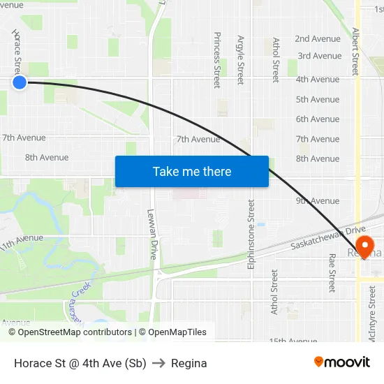 Horace St @ 4th Ave (Sb) to Regina map