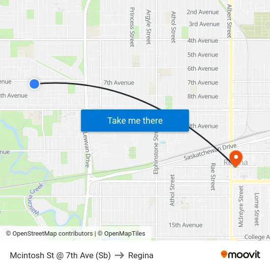 Mcintosh St @ 7th Ave (Sb) to Regina map