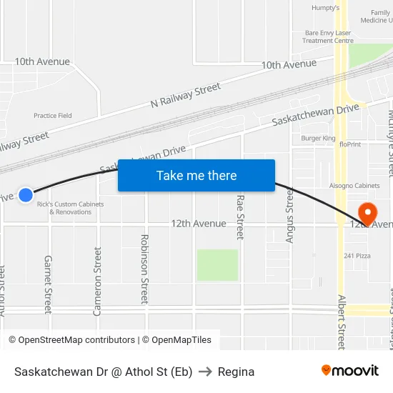 Saskatchewan Dr @ Athol St (Eb) to Regina map