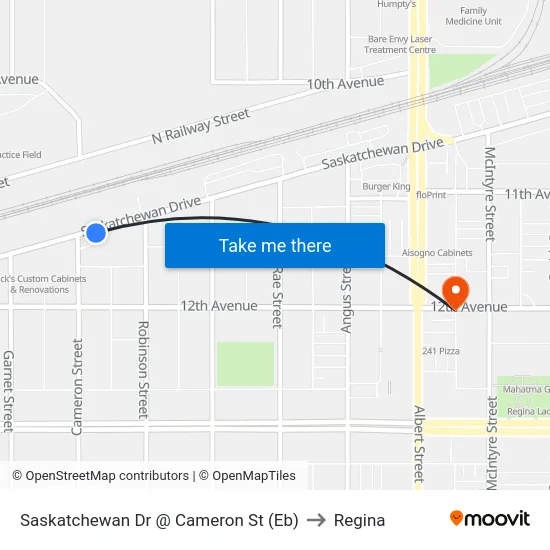 Saskatchewan Dr @ Cameron St (Eb) to Regina map