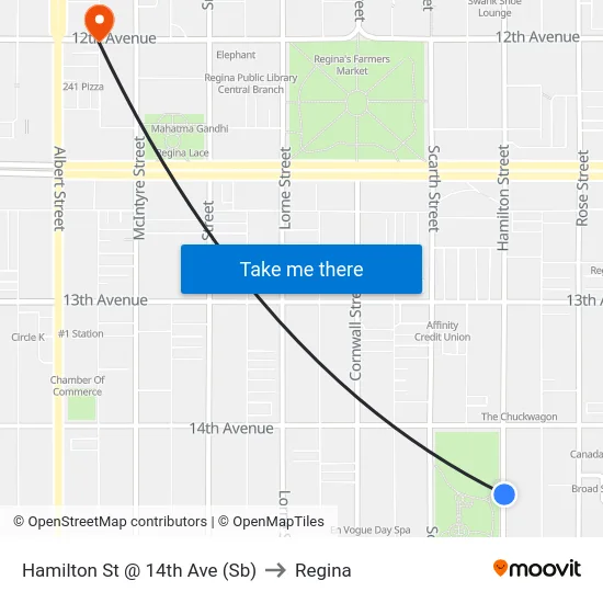 Hamilton St @ 14th Ave (Sb) to Regina map
