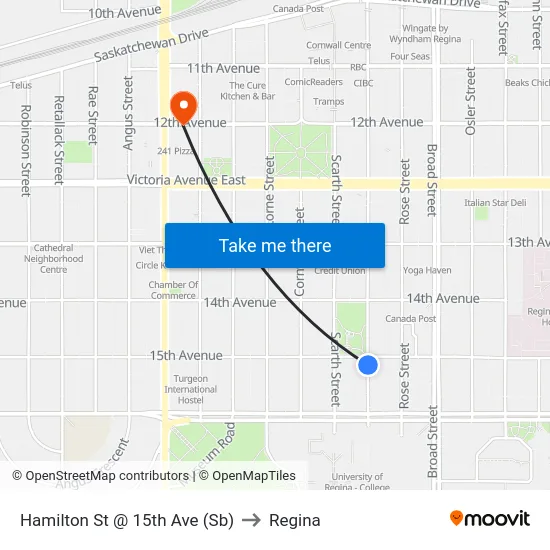 Hamilton St @ 15th Ave (Sb) to Regina map