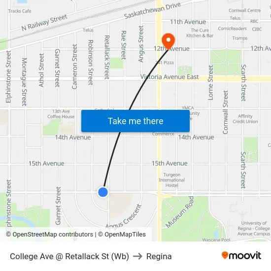 College Ave @ Retallack St (Wb) to Regina map
