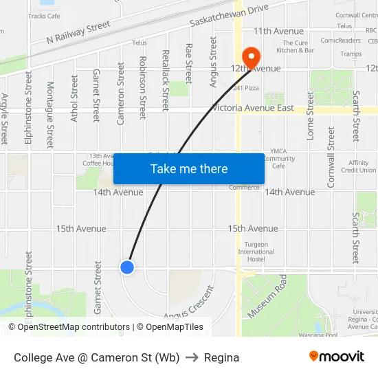 College Ave @ Cameron St (Wb) to Regina map