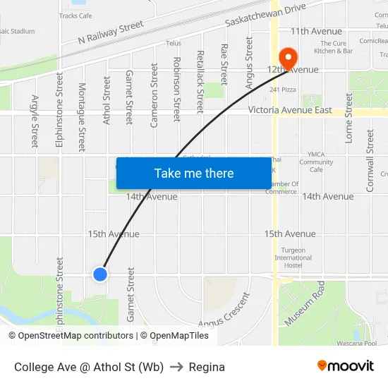 College Ave @ Athol St (Wb) to Regina map