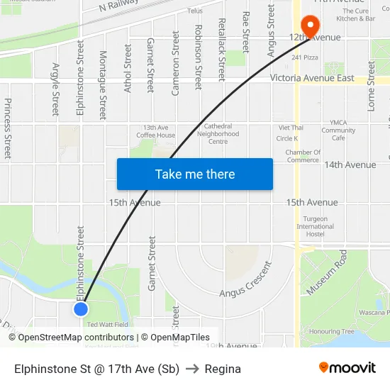 Elphinstone St @ 17th Ave (Sb) to Regina map
