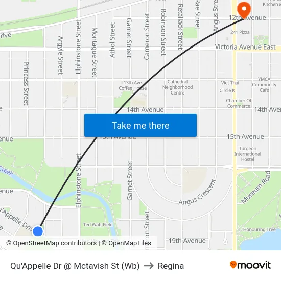 Qu'Appelle Dr @ Mctavish St (Wb) to Regina map