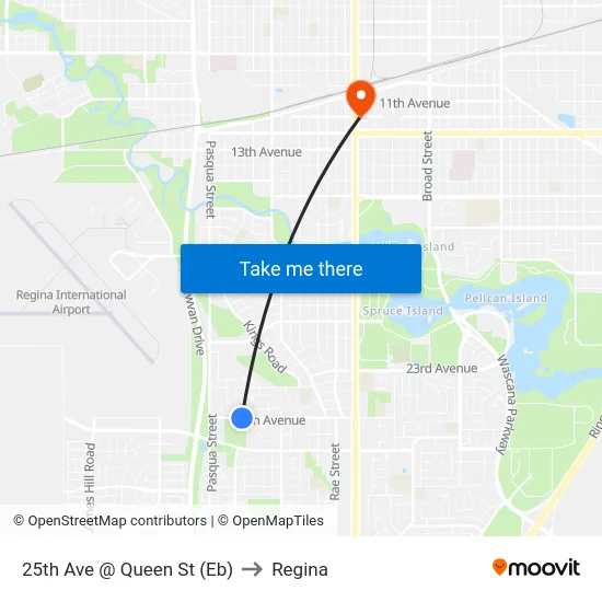 25th Ave @ Queen St (Eb) to Regina map