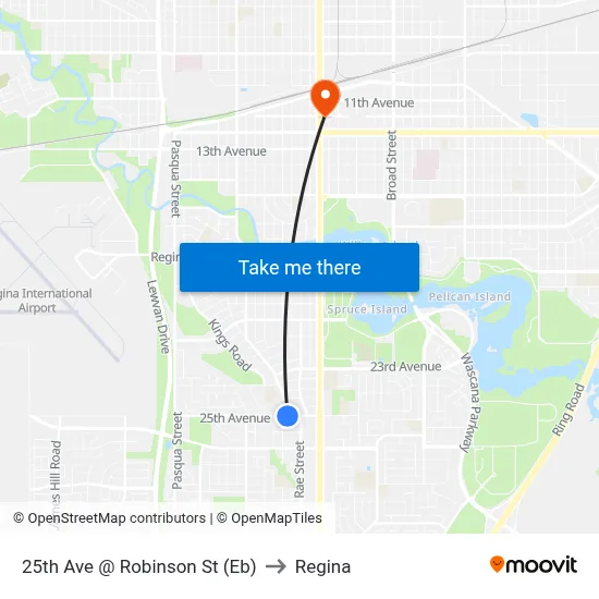 25th Ave @ Robinson St (Eb) to Regina map