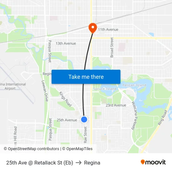 25th Ave @ Retallack St (Eb) to Regina map