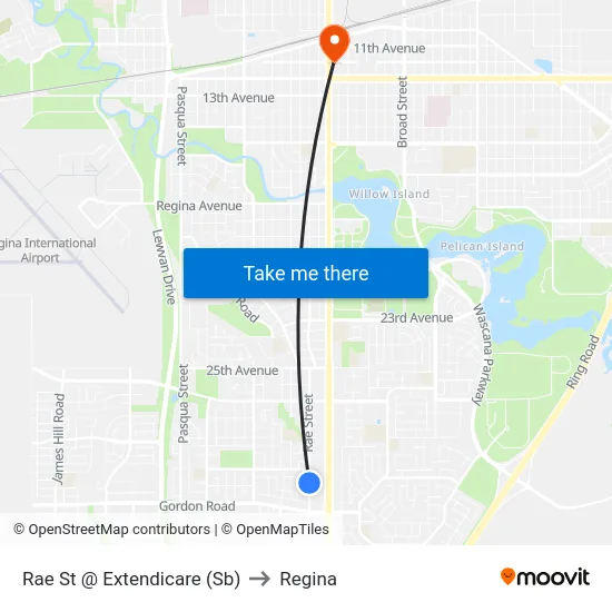 Rae St @ Extendicare (Sb) to Regina map