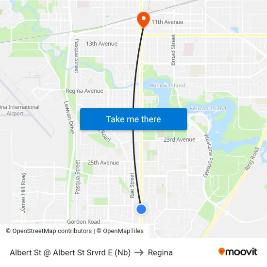 Albert St @ Albert St Srvrd E (Nb) to Regina map