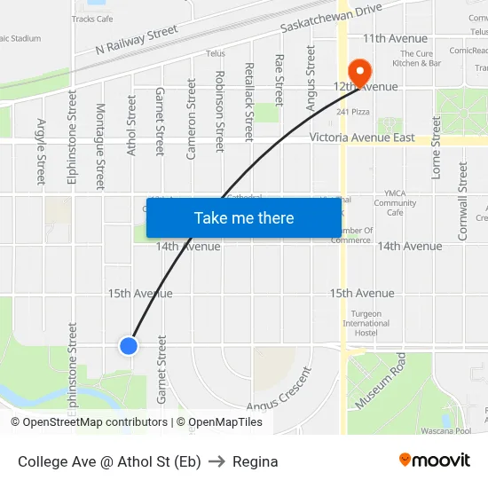 College Ave @ Athol St (Eb) to Regina map