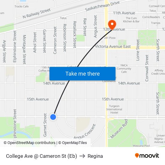 College Ave @ Cameron St (Eb) to Regina map