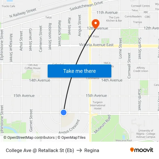 College Ave @ Retallack St (Eb) to Regina map