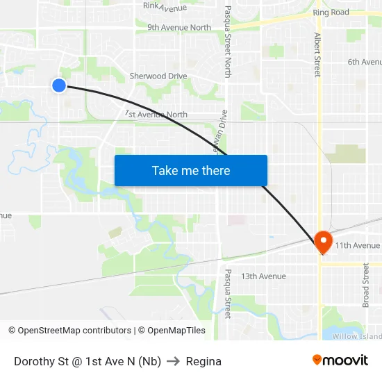 Dorothy St @ 1st Ave N (Nb) to Regina map