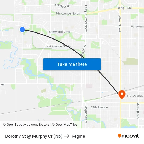 Dorothy St @ Murphy Cr (Nb) to Regina map