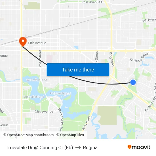 Truesdale Dr @ Cunning Cr (Eb) to Regina map